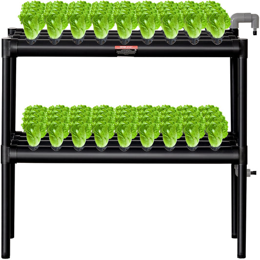 VEVOR Hydroponics Growing System, 72 Sites 2 Layers, Dark Grey PVC Pipes Hydroponic