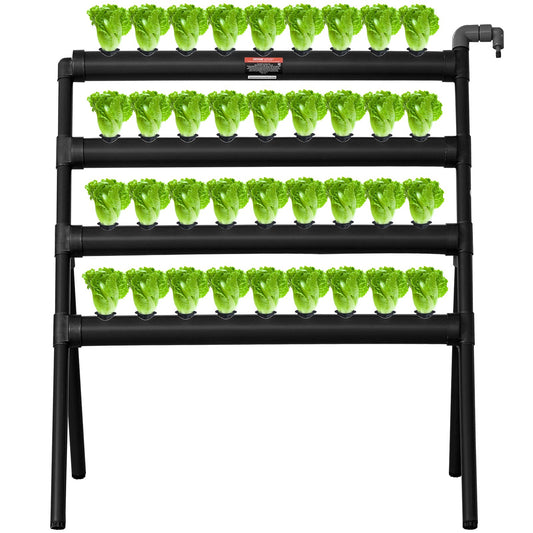 VEVOR Hydroponics Growing System, 36 Sites 4 Layers, Dark Grey PVC Pipes Hydroponic