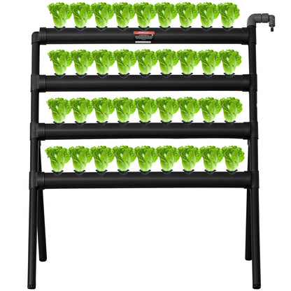 Hydroponic Grow Kit, 36 Sites 4 Layers, Dark Grey PVC with Pump & Timer