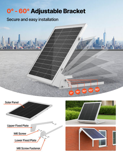 20W 12V Solar Battery Trickle Charger Maintainer, Mono Solar Panel Battery Charger with Built-in MPPT Controller & Adjustable Mount Bracket, IP65 Waterproof for Car Boat RV Trailer House Roof
