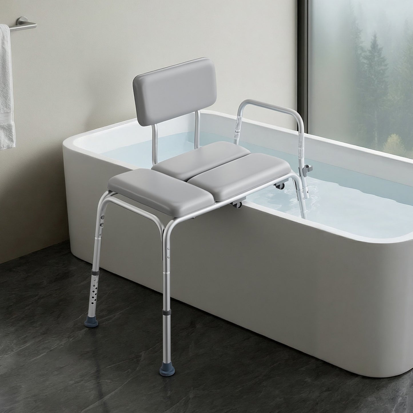 Tub Transfer Bench for Bathtub, 227 kg Weight Capacity Heavy Duty Shower Chair with Arm and Backrest, Height Adjustable Bathroom Shower Bench Bath Seat for Adults, Seniors, Elderly and Disabled