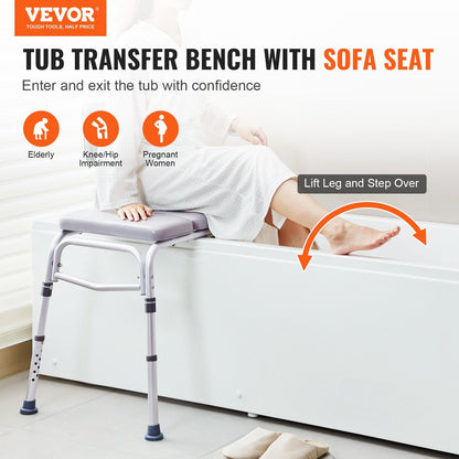 Lightweight Adjustable Tub Transfer Bench with Padded Seat for Elderly & Disabled