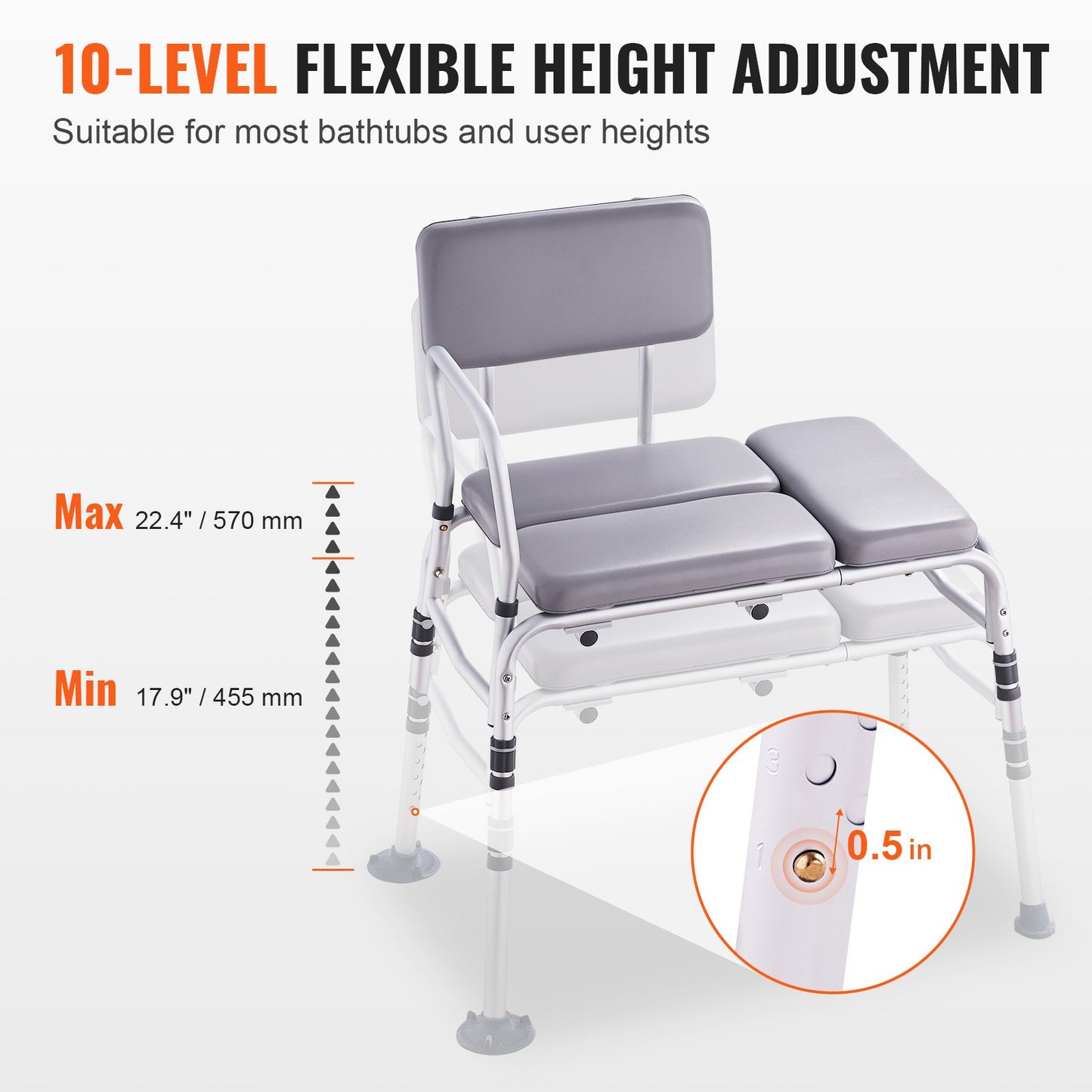 VEVOR Tub Transfer Bench for Bathtub 500lbs, Shower Seats, Lightweight