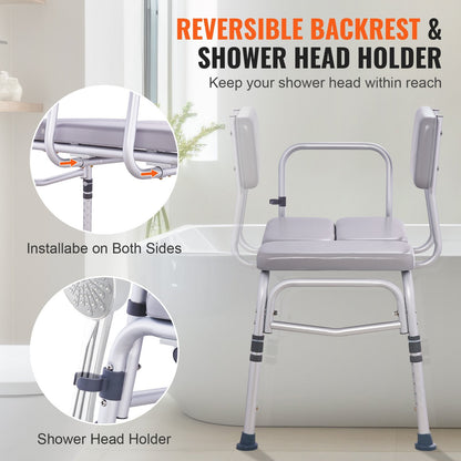 Lightweight Adjustable Tub Transfer Bench with Padded Seat for Elderly & Disabled