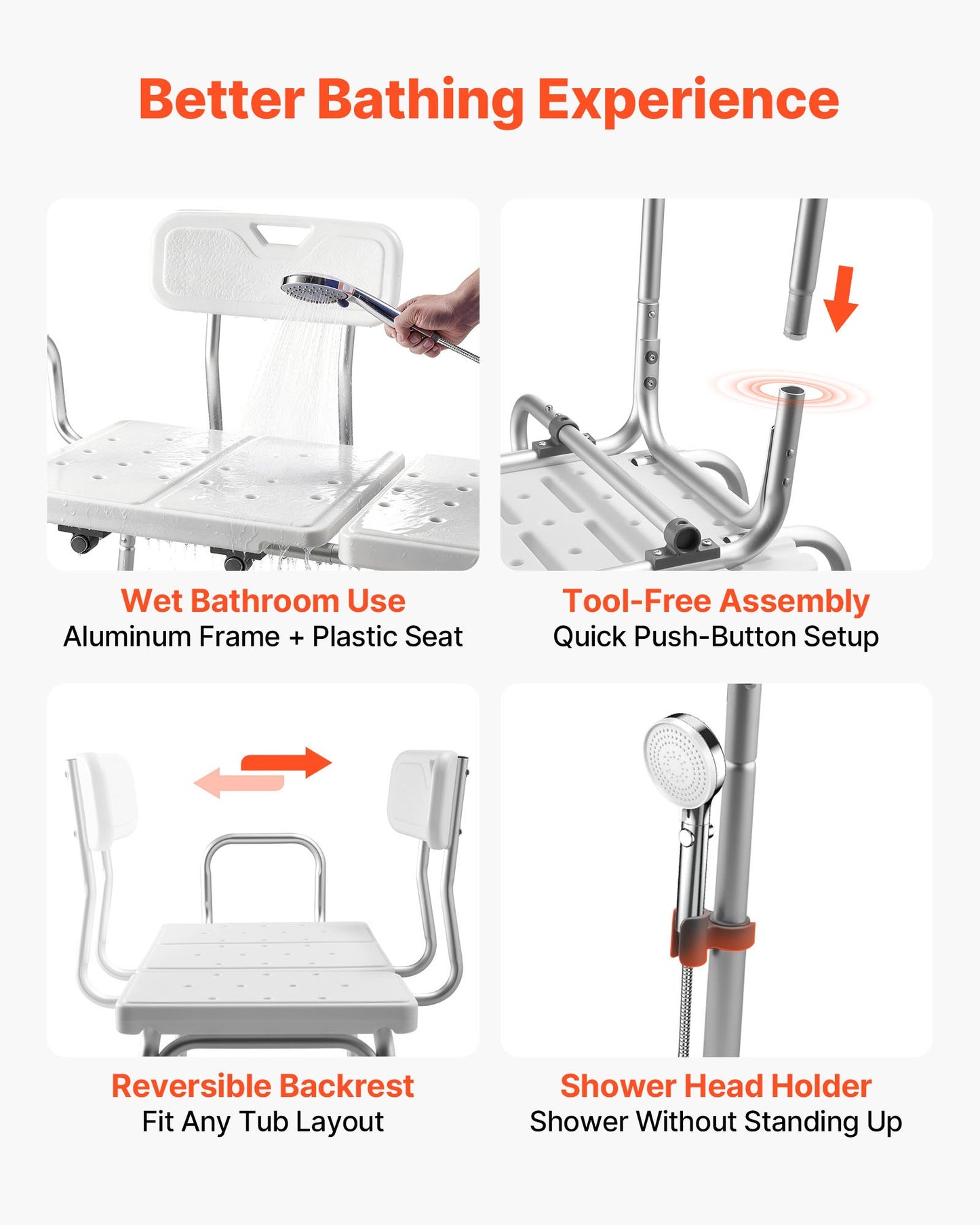 Tub Transfer Bench for Bathtub, 180 kg Capacity Heavy Duty Shower Chair with Arm, Backrest and Curtain Slot, Height Adjustable Shower Bench Bath Seat for Adults, Seniors, Elderly and Disabled