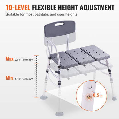 VEVOR Tub Transfer Bench for Bathtub, Adjustable Shower Seats , Lightweight