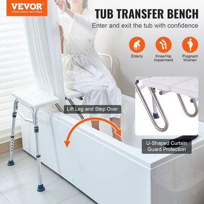 Adjustable Bath Transfer Bench for Seniors, 180 kg Capacity, 0.92m Height