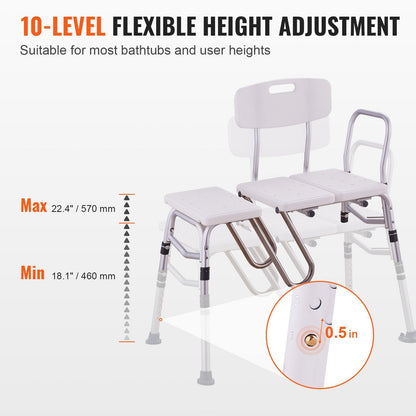 Adjustable Bath Transfer Bench for Seniors, 180 kg Capacity, 0.92m Height