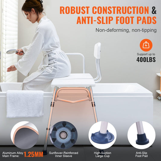 Adjustable Bath Transfer Bench for Seniors, 180 kg Capacity, 0.92m Height