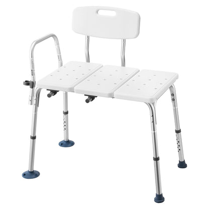 Tub Transfer Bench for Bathtub, 180 kg Weight Capacity Heavy Duty Shower Chair with Arm and Backrest, Height Adjustable Bathroom Shower Bench Bath Seat for Adults, Seniors, Elderly and Disabled