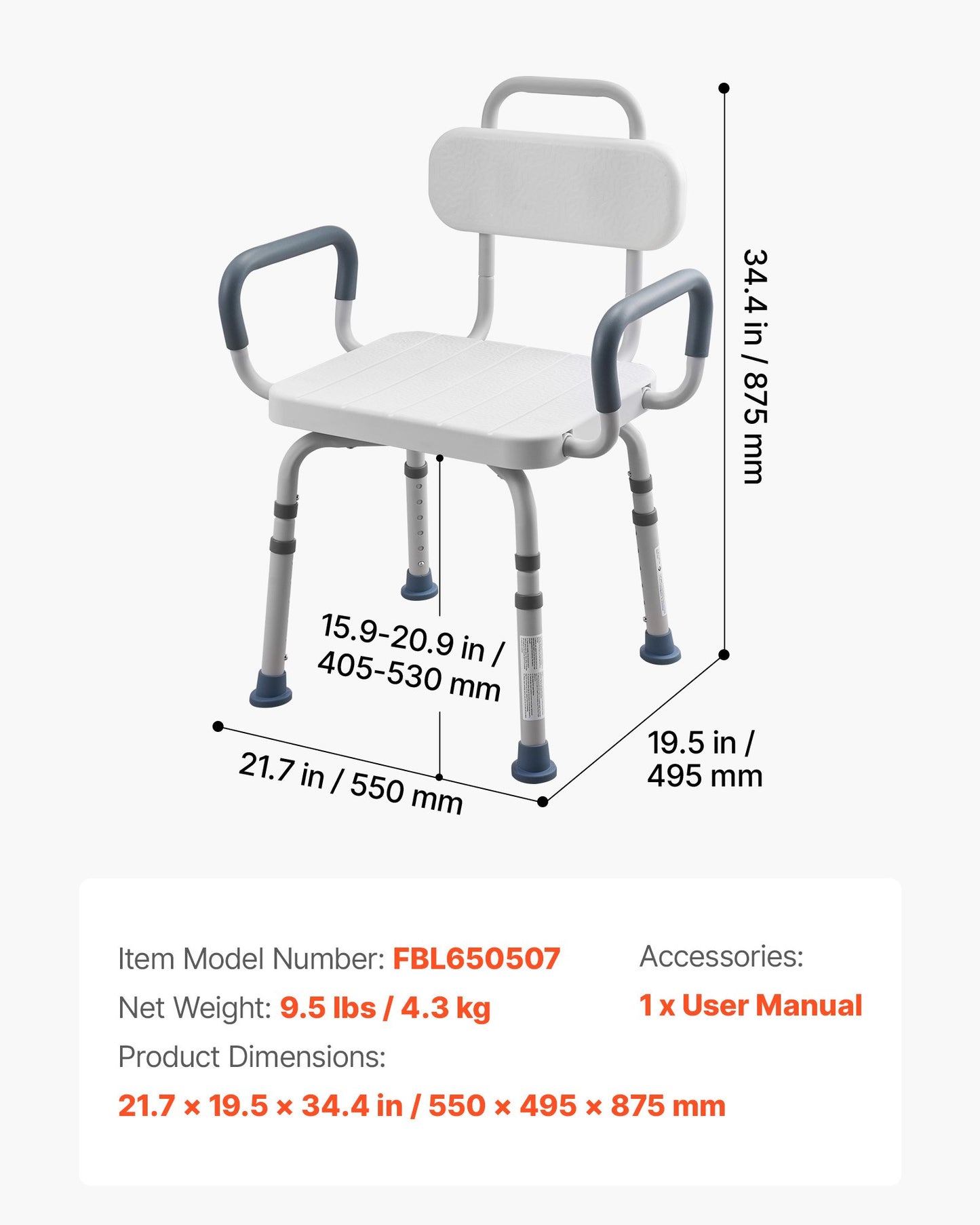Swivel Shower Chair with Arms and Back, 180 kg Load Heavy Duty Bench Seat for Inside Shower Stall and Bathtub, Height Adjustable Bathroom Bath Tub Seat for Adults, Seniors, Elderly and Disabled