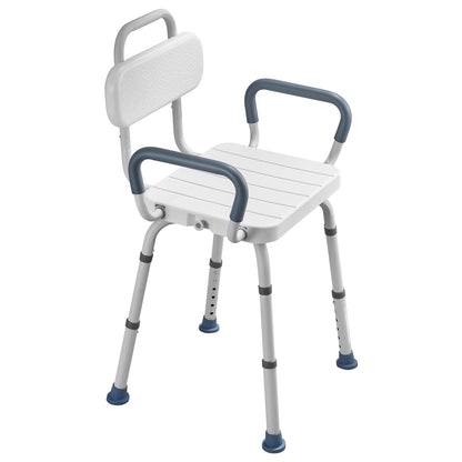 Swivel Shower Chair with Arms and Back, 180 kg Load Heavy Duty Bench Seat for Inside Shower Stall and Bathtub, Height Adjustable Bathroom Bath Tub Seat for Adults, Seniors, Elderly and Disabled