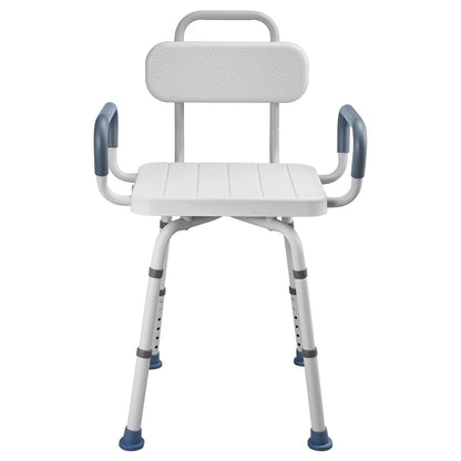 Swivel Shower Chair with Arms and Back, 180 kg Load Heavy Duty Bench Seat for Inside Shower Stall and Bathtub, Height Adjustable Bathroom Bath Tub Seat for Adults, Seniors, Elderly and Disabled