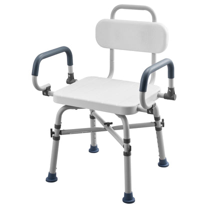 Swivel Shower Chair with Arms and Back, 227 kg Load Heavy Duty Bench Seat for Inside Shower Stall and Bathtub, Height Adjustable Bathroom Bath Tub Seat for Adults, Seniors, Elderly and Disabled