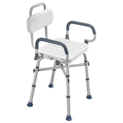 Swivel Shower Chair with Arms and Back, 227 kg Load Heavy Duty Bench Seat for Inside Shower Stall and Bathtub, Height Adjustable Bathroom Bath Tub Seat for Adults, Seniors, Elderly and Disabled