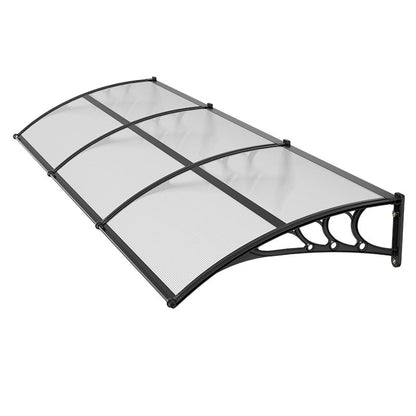 Awnings for Door Entrance, 965 x 2957 mm, Exterior Front Door Window Awnings with Drainage & ABS Bracket, Rain Snow Sun Protection, Overhang Polycarbonate Door Canopy for Porch Patio, Clear