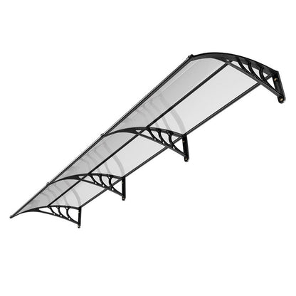 Awnings for Door Entrance, 965 x 2957 mm, Exterior Front Door Window Awnings with Drainage & ABS Bracket, Rain Snow Sun Protection, Overhang Polycarbonate Door Canopy for Porch Patio, Clear