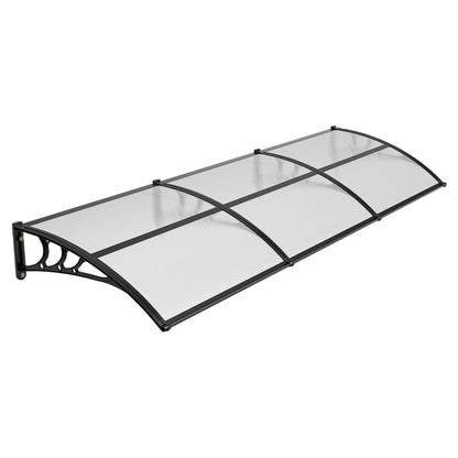 Awnings for Door Entrance, 965 x 2957 mm, Exterior Front Door Window Awnings with Drainage & ABS Bracket, Rain Snow Sun Protection, Overhang Polycarbonate Door Canopy for Porch Patio, Clear