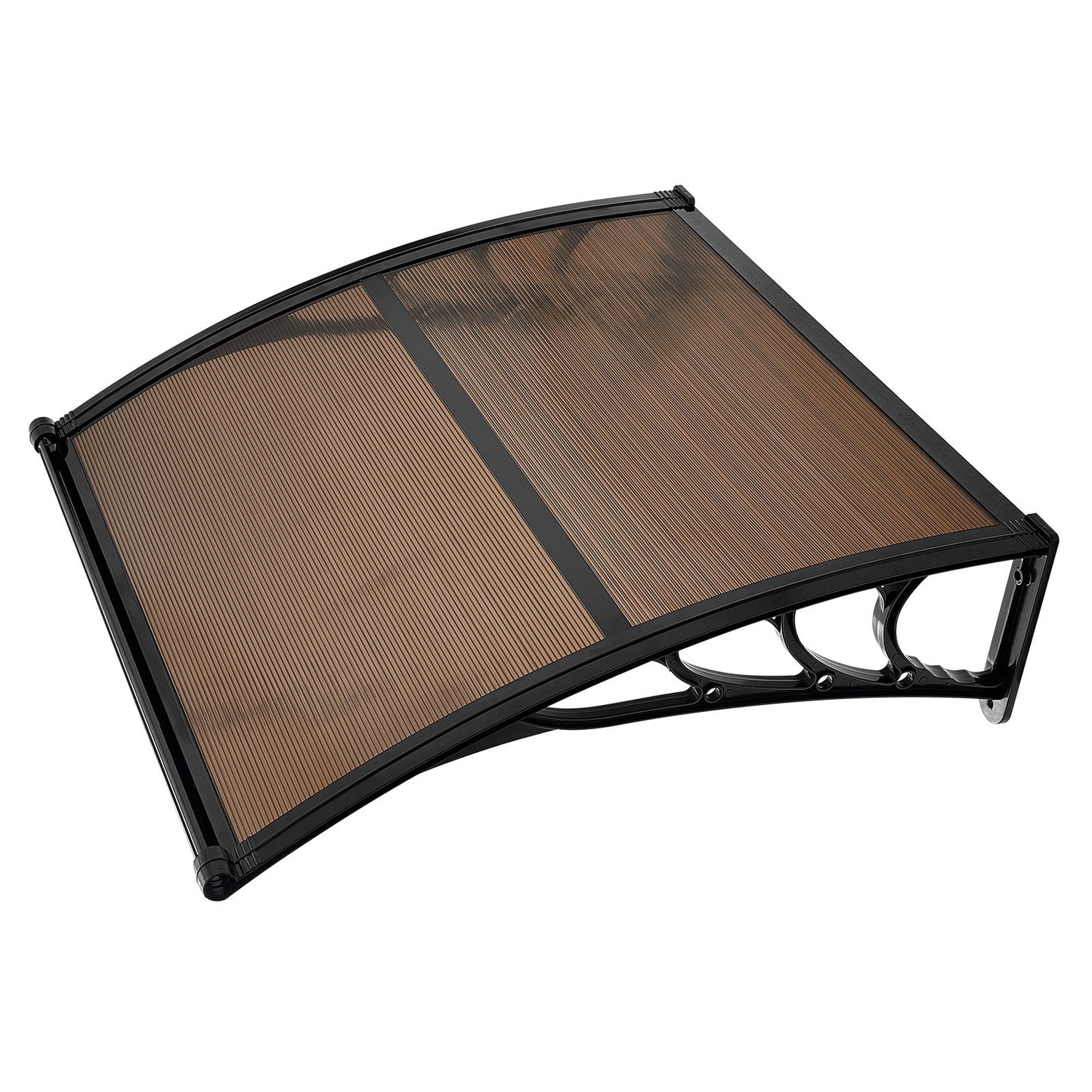 Awnings for Door Entrance, 965 x 1057 mm, Exterior Front Door Window Awnings with Drainage & ABS Bracket, Rain Snow Sun Protection, Overhang Polycarbonate Door Canopy for Porch Patio, Brown