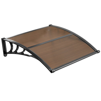 Awnings for Door Entrance, 965 x 1057 mm, Exterior Front Door Window Awnings with Drainage & ABS Bracket, Rain Snow Sun Protection, Overhang Polycarbonate Door Canopy for Porch Patio, Brown