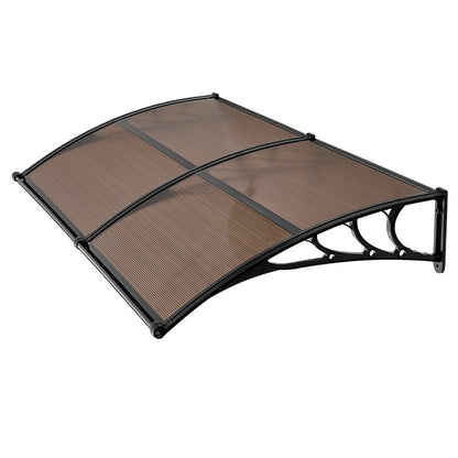 Awnings for Door Entrance,965 x 1987 mm, Exterior Front Door Window Awnings with Drainage & Metal Bracket, Rain Snow Sun Protection, Overhang Polycarbonate Door Canopy for Porch Patio, Brown