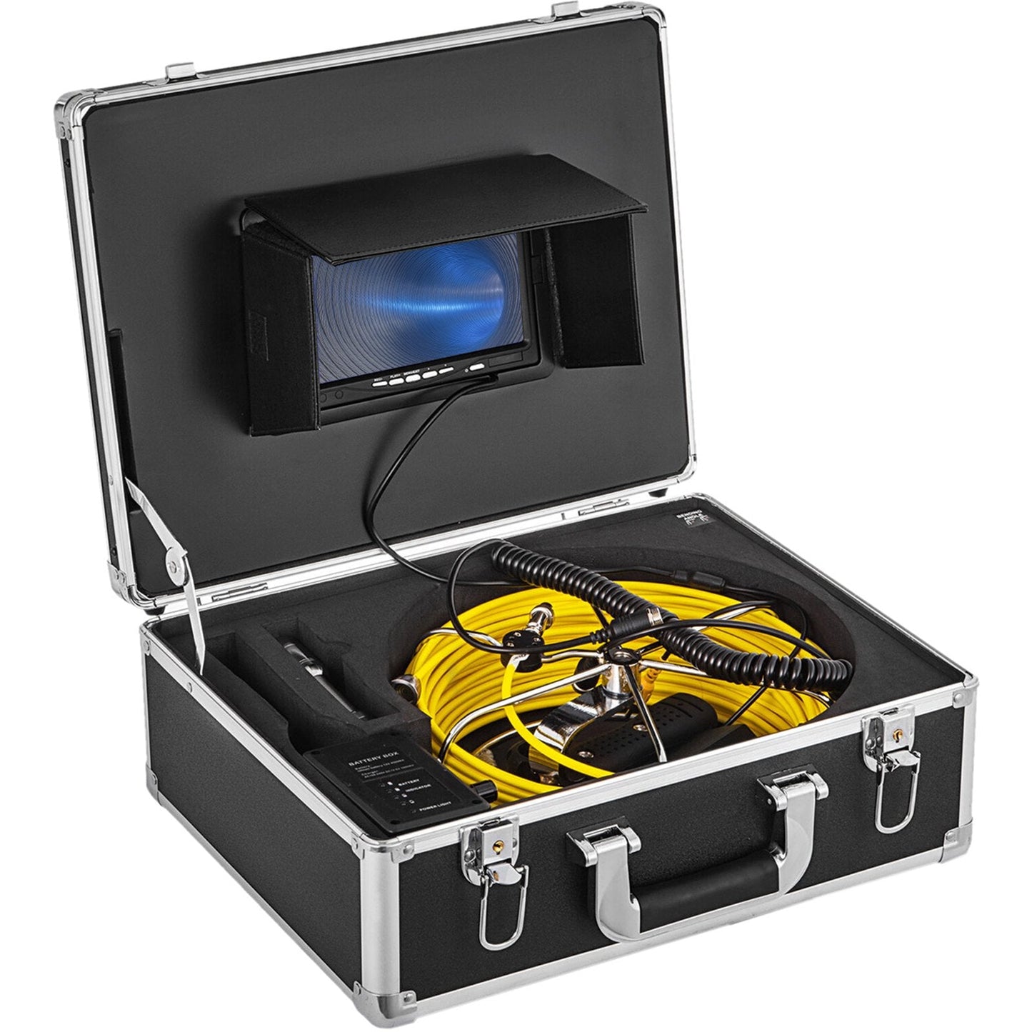 50M Cable Sewer Inspection Camera, 7" LCD Monitor, Waterproof, 12 LEDs