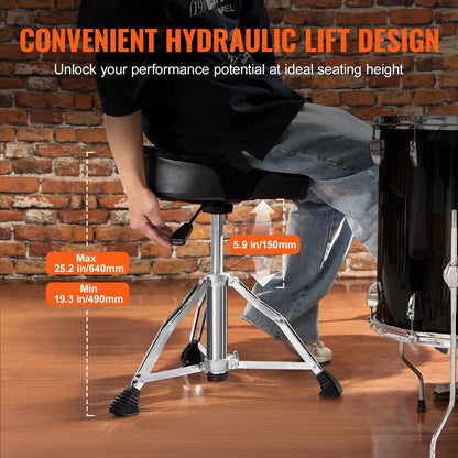 Hydraulic Adjustable Drum Throne, 0.49-0.64m, Padded Seat, 227 kg Capacity