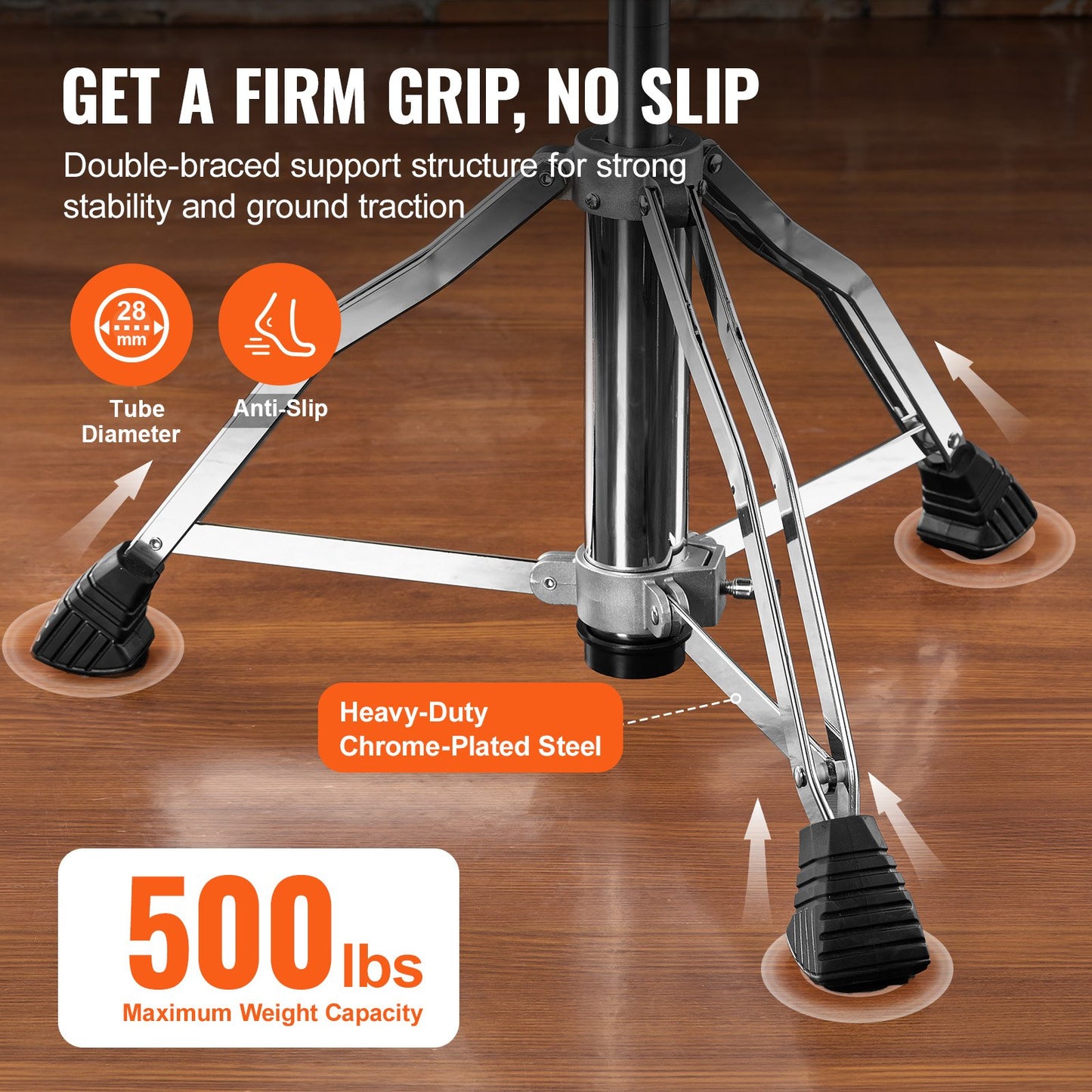 VEVOR Drum Throne with Backrest, 490-640 mm Height Adjustable, Hydraulic Saddle