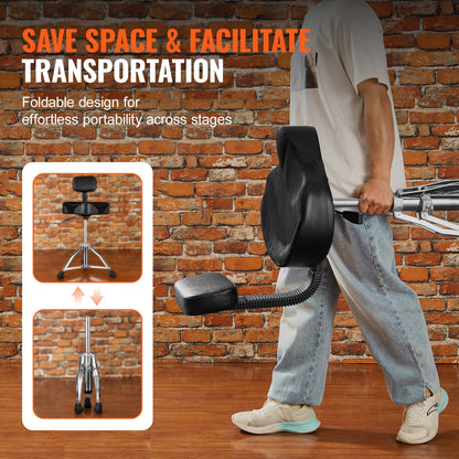 VEVOR Drum Throne with Backrest, 490-640 mm Height Adjustable, Hydraulic Saddle