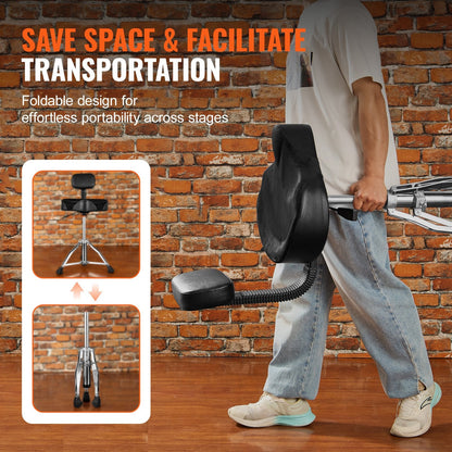 Hydraulic Drum Throne with Backrest, Adjustable 0.5-0.64 m, 227 kg Capacity