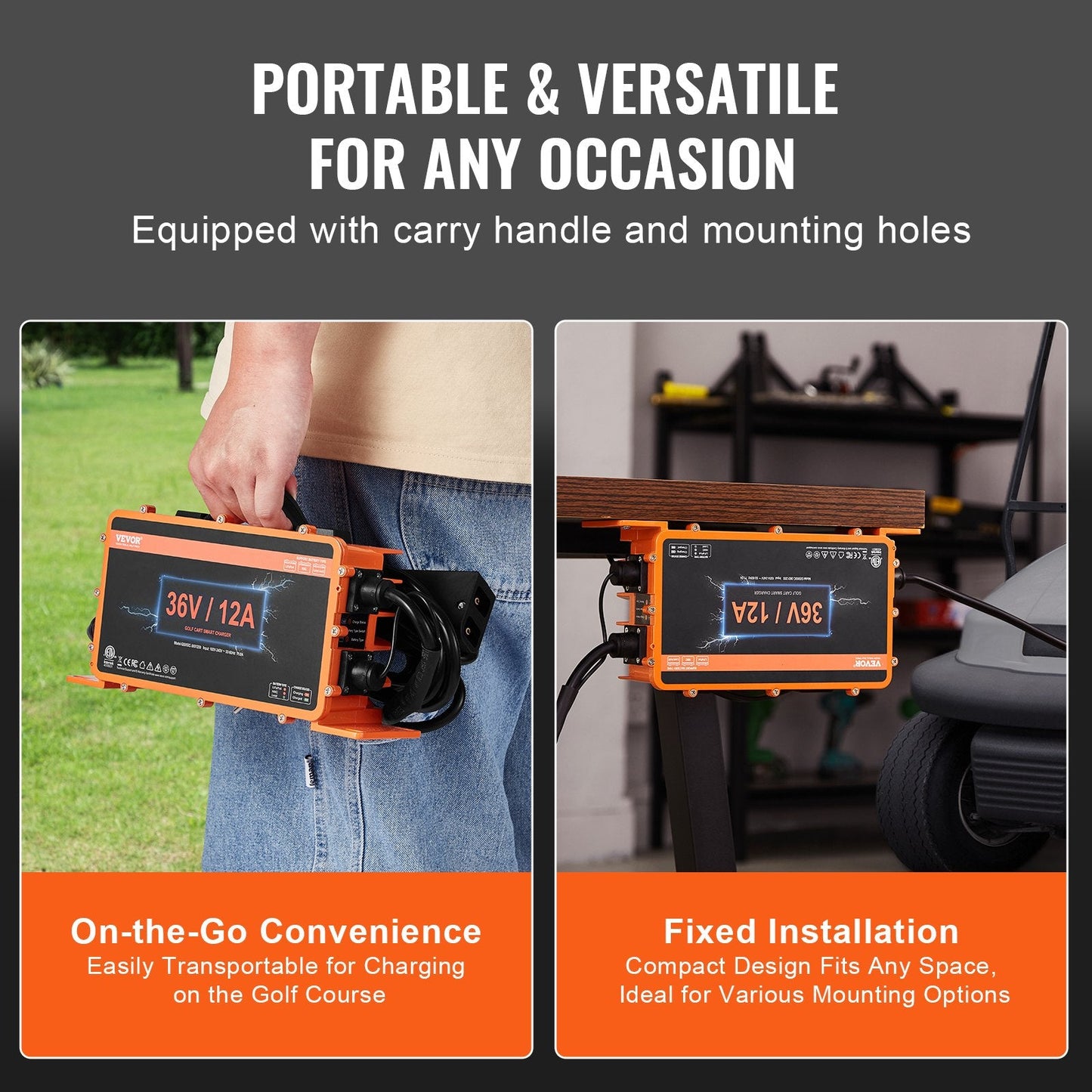 12 AMP Smart Golf Cart Charger for EZGO D-Style, IP67, ETL Certified