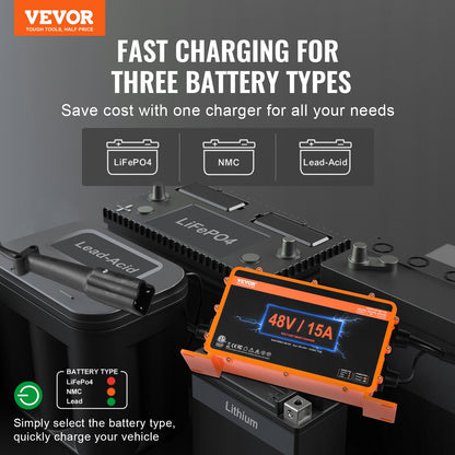 VEVOR 15 AMP Golf Cart Smart Battery Charger for Yamaha G29 Plug IP67
