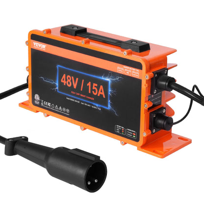 15A Smart Battery Charger for Club Car Golf Cart, 3-Pin, 48V, 2.8 m Cable