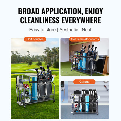 VEVOR Golf Storage Garage Organizer, 3 Golf Bag Stand Holder and Other Sports Equipment