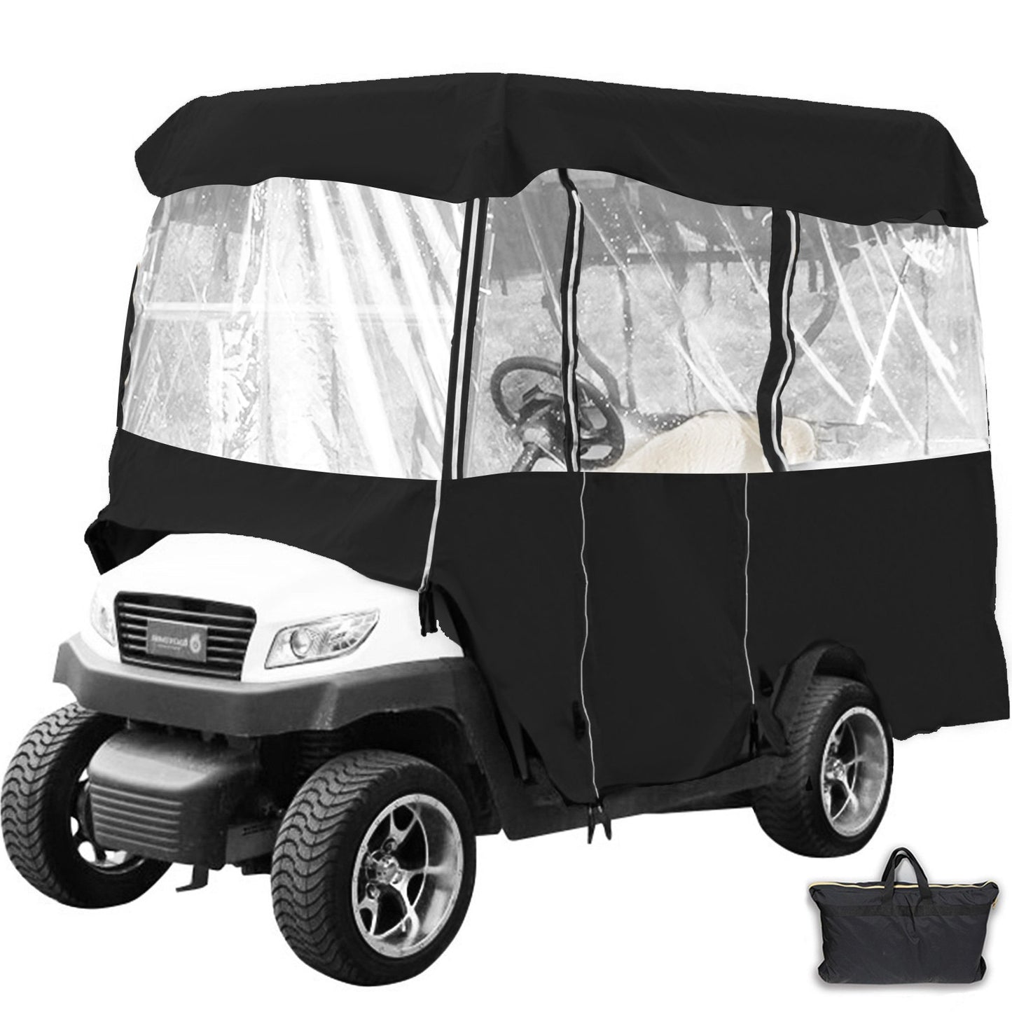 4 Passenger Golf Cart Cover Driving Enclosure Waterproof Person Roll-up Door