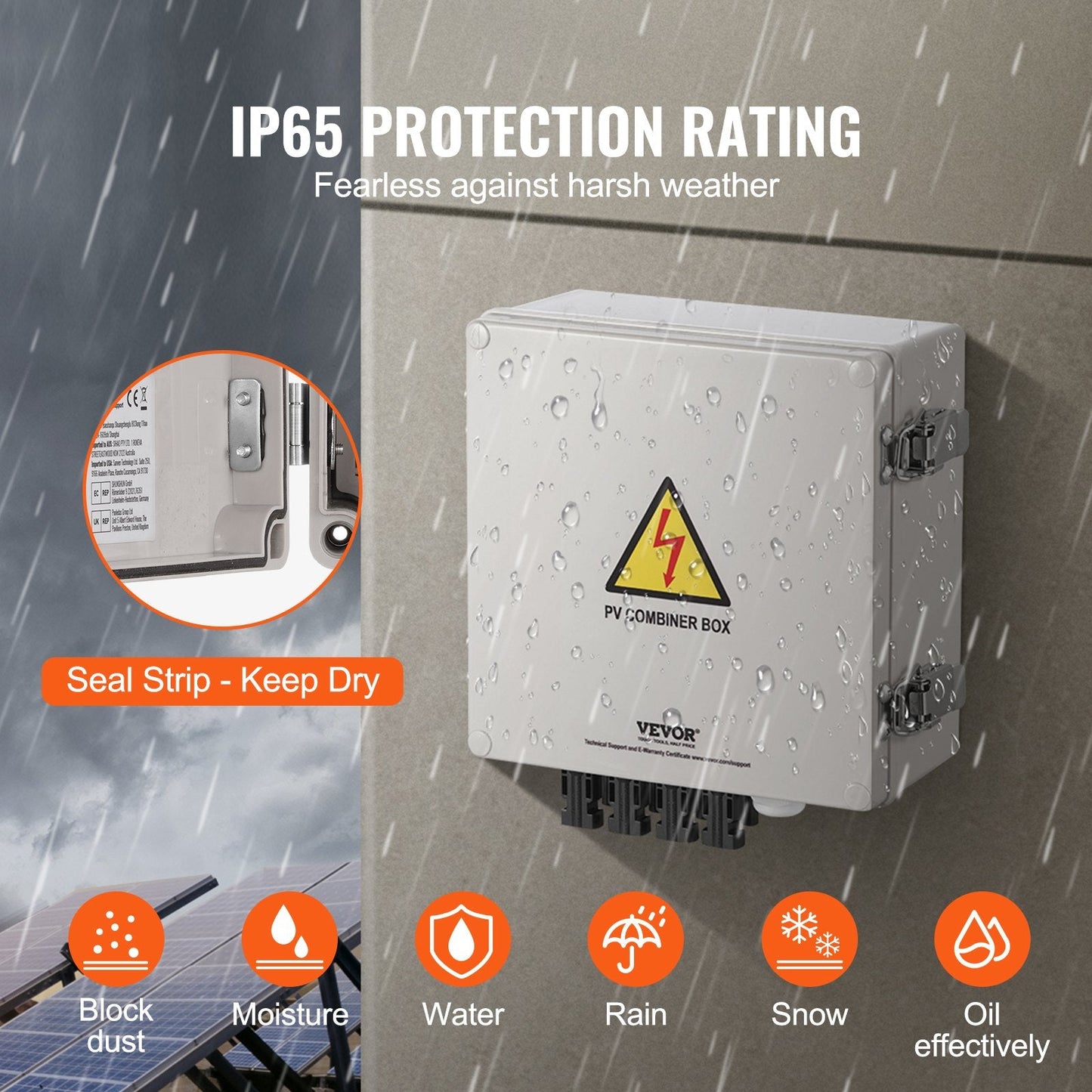 Solar PV Combiner Box 4 String 10A, IP65, ABS Case, 1.86 kg, DC 500V