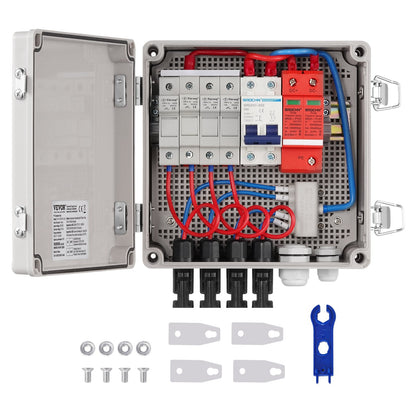 Solar PV Combiner Box 4 String 10A, IP65, ABS Case, 1.86 kg, DC 500V