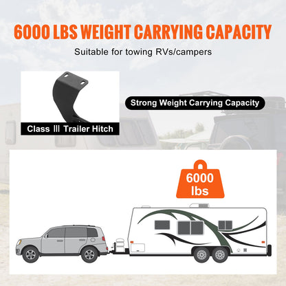 VEVOR Class 3 Trailer Hitch, 2-Inch Receiver, Q455B Steel Tube Frame, Compatible