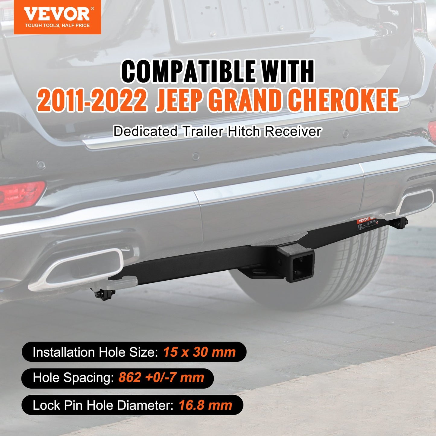 VEVOR Class 3 Trailer Hitch, 2-Inch Receiver, Q455B Steel Tube Frame, Compatible