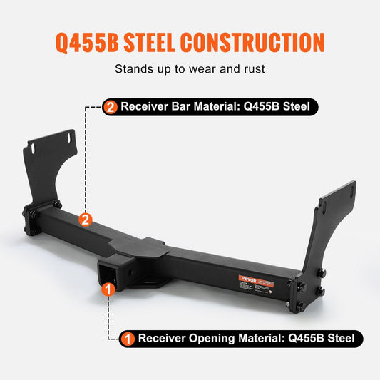 Class 3 Trailer Hitch, 0.05m Receiver, Steel Frame for Jeep Grand Cherokee