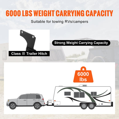 VEVOR Class 3 Trailer Hitch, 2-Inch Receiver, Q455B Steel Tube Frame, Compatible