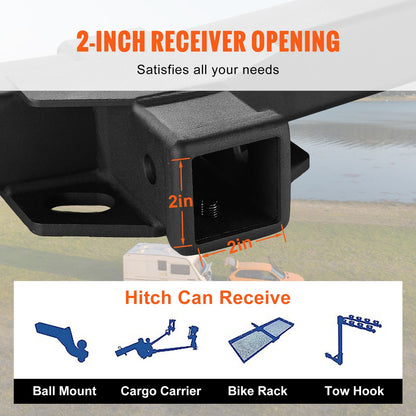 VEVOR Class 3 Trailer Hitch, 2-Inch Receiver, Q455B Steel Tube Frame, Compatible