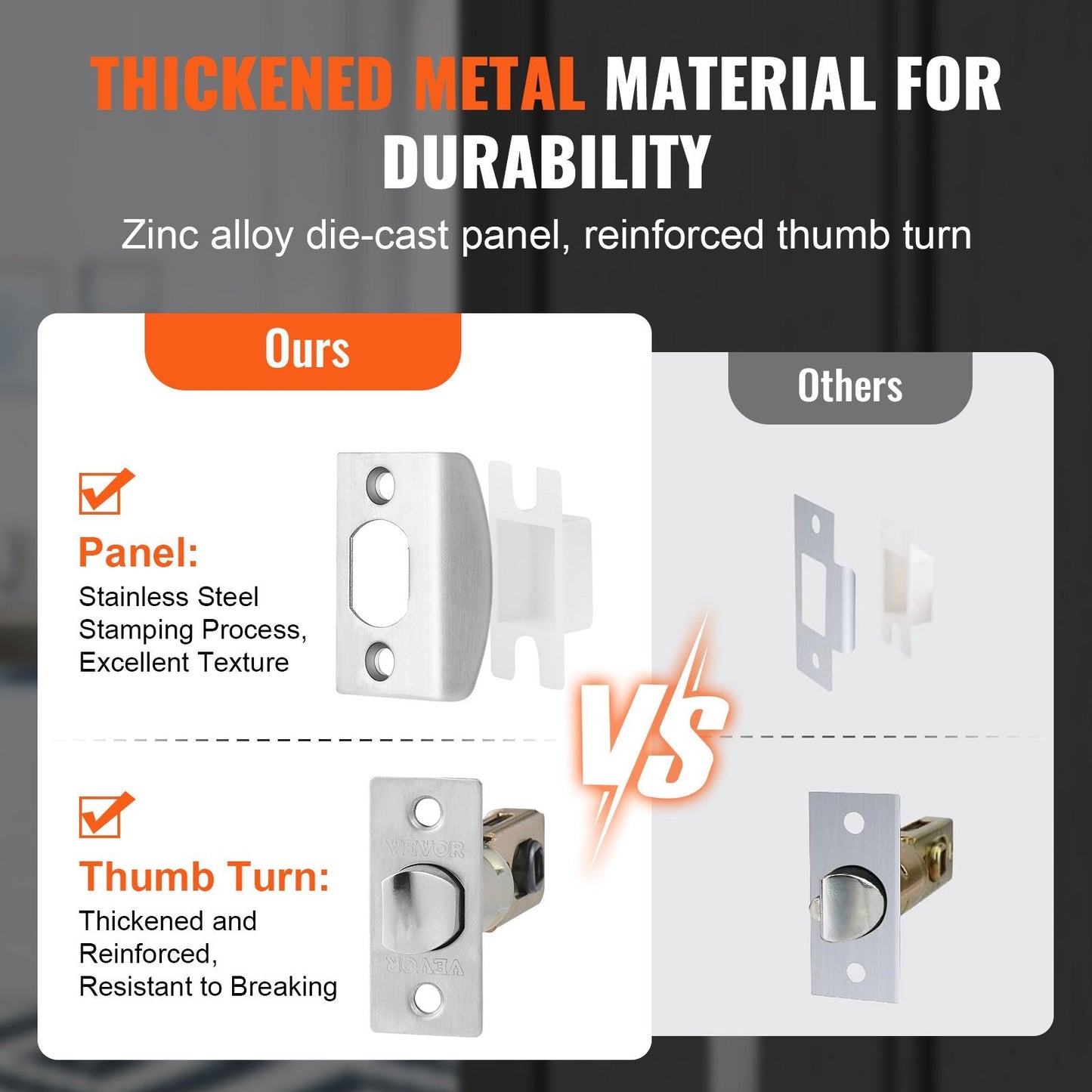 Satin Nickel Square Door Handle Set with Lever, Adjustable for Any Door