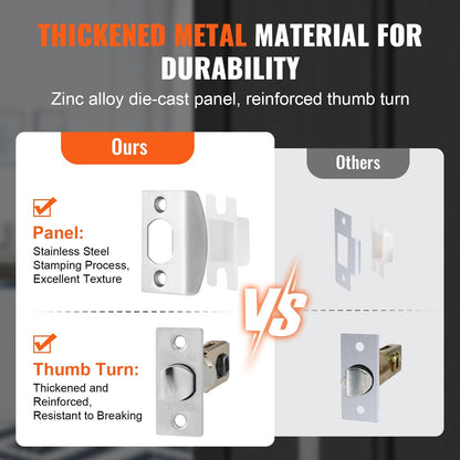Satin Nickel Square Door Handle Set with Lever, Adjustable for Any Door