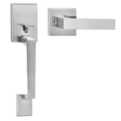 VEVOR Entry Door Handle, Satin Nickel Square Handle Set with Lever Door Handle No