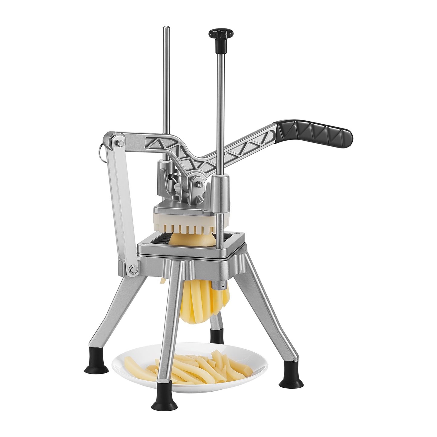 French Fry Cutter, Commercial Vegetable Chopper with 0.6 cm 420J2 Stainless Steel Blade, Lemon Potato Dicer & Fruit Slicer, with Ergonomic Handle and Non-slip Rubber Feet, for Restaurant Kitchen