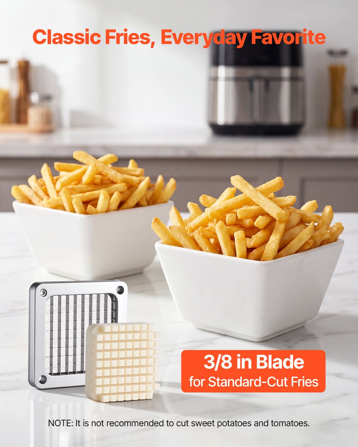French Fry Cutter, Commercial Vegetable Chopper with 0.9 cm 420J2 Stainless Steel Blade, Lemon Potato Dicer & Fruit Slicer, with Ergonomic Handle and Non-slip Rubber Feet, for Restaurant Kitchen