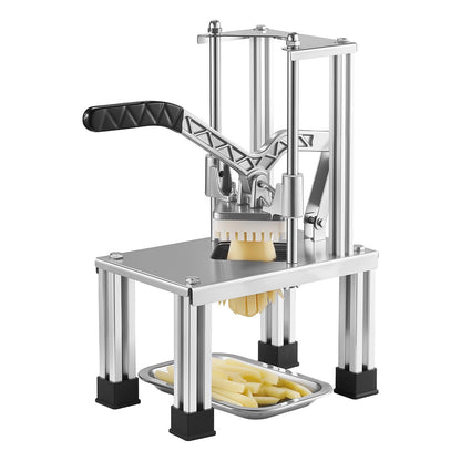 French Fry Cutter, Commercial Vegetable Chopper with 4 Replacement Blades, 0.6 cm, 0.9 cm Blade Easy Dicer Chopper, 6-wedge Slicer and 6-wedge Apple Corer, 420J2 Stainless Steel, Restaurant