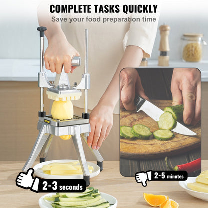 Commercial Vegetable and Fruit Cutter with 4 Blades and Tray, 3.8 kg, Silver