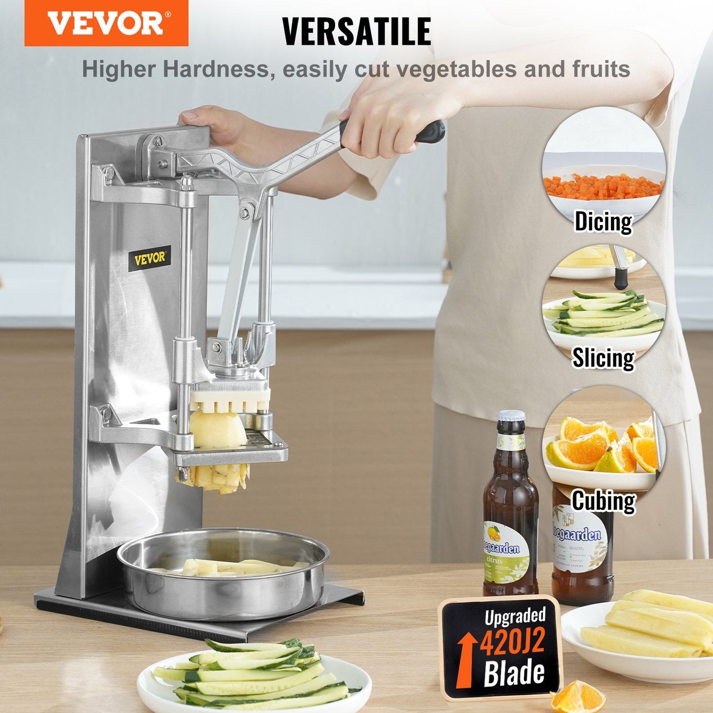 Commercial Vegetable & French Fry Cutter with 4 Blades, 5.7 kg, Stainless Steel